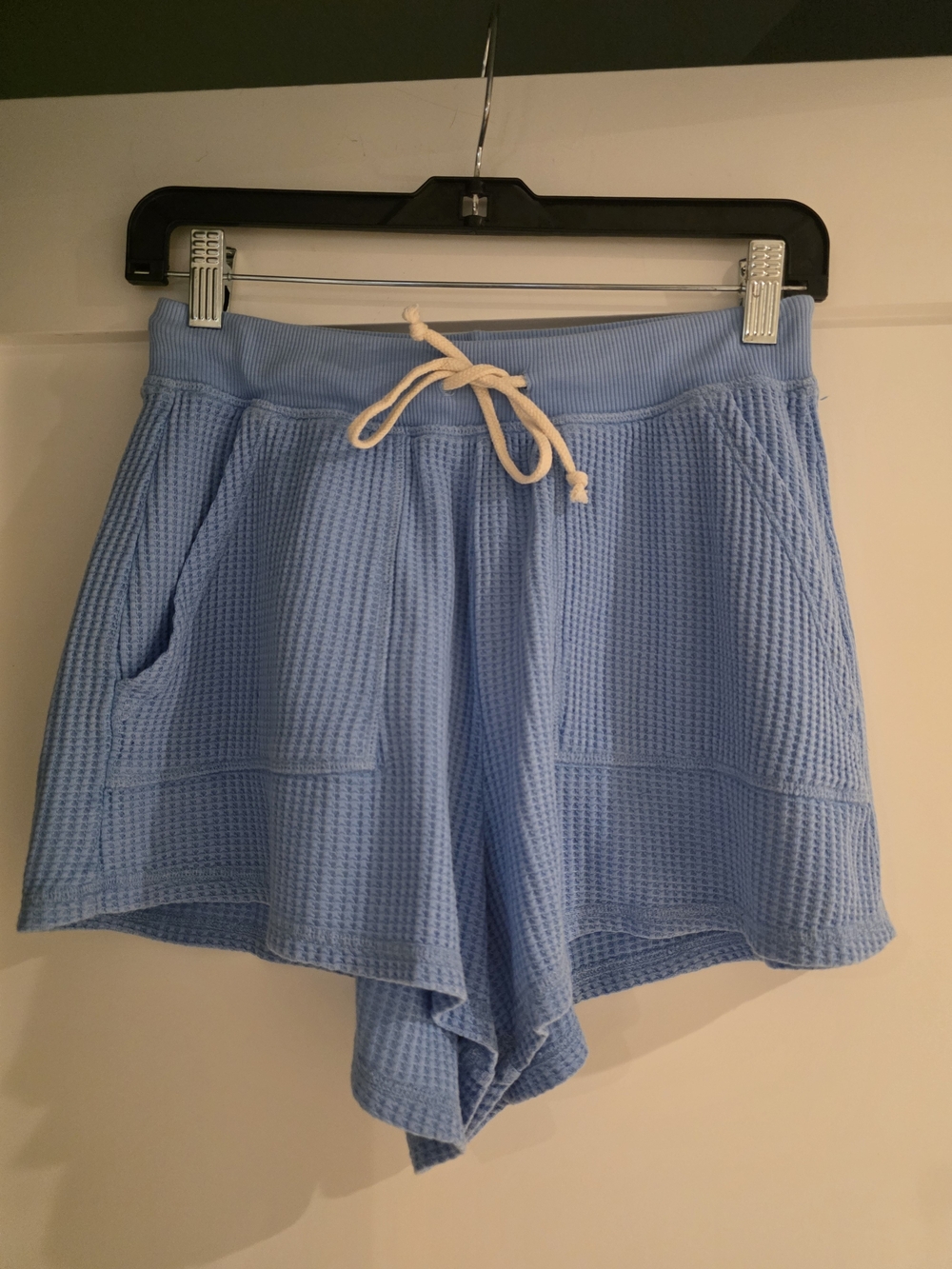 SO Light Blue Waffle Knit Drawstring Women’s Shorts